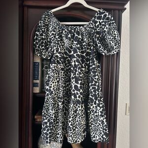 Who What Wear Monochrome Animal Print Dress